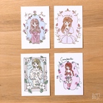 女の子とお花のポストカード