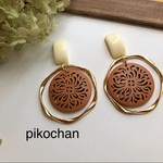 ブラウンウッドピアス❤︎