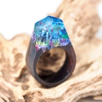 美しい景色を閉じ込めた木の指輪 Cristal wood ring  <coral reefs> レジンウッドリング