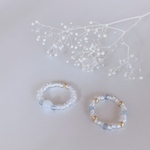 💎ビーズリングblue&white
