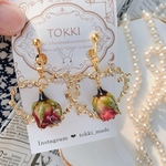 新色ラスト❣️リアルローズ🌹イヤリング