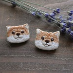 柴犬さんのお顔　ミニ刺繍ブローチ