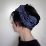 ターバンなヘアバンド　ブルーカモフラージュ