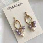 【再販】ワンコイン★ラベンダー　アイスパール　ピアス（イヤリング）