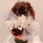 かすみ草☆紫陽花☆ウエディング☆プリザープドフラワー☆結婚式☆袴ヘア☆和装☆チュール☆