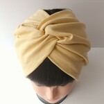 幅広 麦わらイエロー 薄手コットンヘアバンド／ターバン