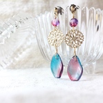 sunset＊チェコビーズの花びらチタンピアス