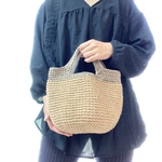 かごバッグ☆かわいい実験器具な内布つき(ブラウン)