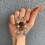クリアシルバーボールピアス