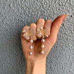 フラワー×天然パールロングピアス