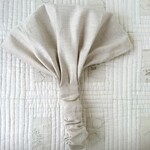 ヘアターバン風かぶる三角巾  ヘリンボーンハーフリネン
