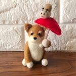 ちびころ柴犬ちゃん 雨の日のかくれんぼ 羊毛フェルト
