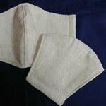 ◆夏用生成り生地①　レース刺しゅう　新作　涼しい　ハンドメイド　大人夏マスク　立体マスク　ゴム付き　おしゃれ　お手頃価格
