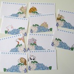 一筆箋「猫と向日葵と紫陽花」（メモにも使える名刺より大きいサイズでみんな違う絵です）