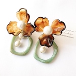 brown flower × deformation ring pierce / earring