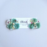 クリア フラワー レジン イヤリングorピアス(グリーン)