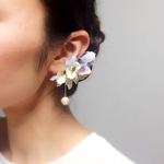 《再販》ボリュームパステルお花とコットンパールのイヤーフック
