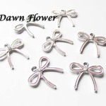 【D-0048】8pcs　リボン　ラインストーン　23×21mm　ピンク　チャーム