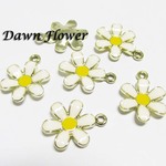 【D-0054】10pcs　花　20×15mm　ホワイト　チャーム