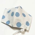 再販12★梅雨にぴったりの水色ドットマスク　立体マスク　布マスク　夏用マスク　上品でお洒落　水玉　大人用〈ゴム付〉