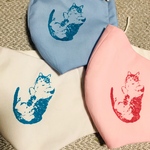夏用　猫プリントマスク