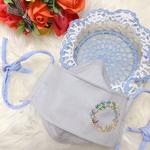 手刺繍布マスク　西村大臣風　お花サークル
