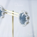 「  Picnic  」 イヤリング/ピアス  *ビーズリング・花*