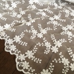 送料無料／綿チュールレース花刺繍生地・マスク綿レース生地 巾62cm  長30cm Ｈ