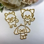 【3個】ちびわんこ レジン枠 空枠 柴犬 トイプードル チワワ 犬 イヌ いぬ わんこ ワンコ ドック トイプー チャーム