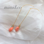 ♡送料無料♡コーラルピンクの小さな宝物＊アクリルビーズのアメリカンピアス