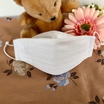 キッズ大きめ〜小顔レディーに！スリム型、接触冷感ひんやりクールマスク(洗える立体布マスク)  ホワイト織模様入り