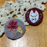 手刺繍ブローチ☆モミジ