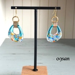 再再販琉球ガラスの不規則フープ　ピアスorイヤリング 