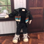 【オビツ11】レザー風ラインジャケット(黒)