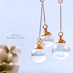 しゃぼん玉アシンメトリーピアス/イヤリング  10・12・14mm玉 両耳ペア