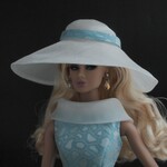 白オーガンジーハット 水色シルク飾り布付き【Barbie FR PoppyParker Misaki 1/6 ドール服】