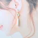 マーガレット（ホワイトG）とツユパール（ホワイト）♡ピアス・イヤリング♪【K18・K14GF/14kgf対応】