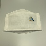 かわいんこマスク　小さめ　インコ刺繍　大臣マスク　ノーズワイヤー取り外し可能