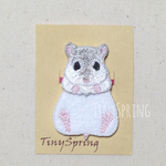 刺繍しおりクリップ・ハムスター・グレー