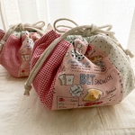 ＊ぼぅるきんちゃく（大）内布保冷保温キルト　レシピ柄　ピンク