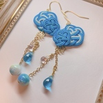 水引ピアス　紫陽花　青