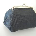 【期間限定送料無料ＳＡＬＥ】着物リメイク　香箱型がまぐち　紺・大島紬