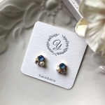 小さめ♡爽やかスワロフスキーとパールのピアス／イヤリング、ノンホールピアス