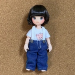 デニムの吊りパンツ　オビツ11 サイズ