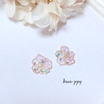 clear hologram wire flower ピアスorイヤリングor樹脂ピアス