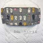 （再販）2枚セット送料込【洗濯猫柄・グレー】ダブルガーゼ使用布マスク