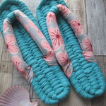 布ぞうり：asti1206さまご予約品＊peparmint blue25cm/北欧花ピンク