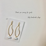 おおぶり変形リングとパールのシンプルピアス♡