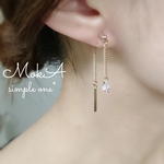 新作♡雫スワロとメタルスティックのキラキラ✨アメリカンピアス風ノンホールピアス