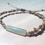 Chalcedony Beach Bracelet--長方形カルセドニーのコードブレスレット